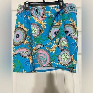 IBKUL women’s Debbie layered blue and Pink Patterned Mini Skort size XL